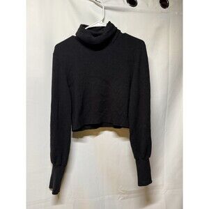 Wilfred Aritzia Rebecca Turtleneck Cropped Sweater Black Wool Cotton Size M